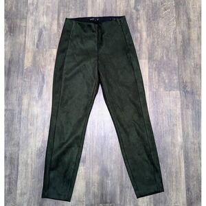 Banana Republic Devon Size 2P Olive Green Faux Suede Slim Pants Side Zip